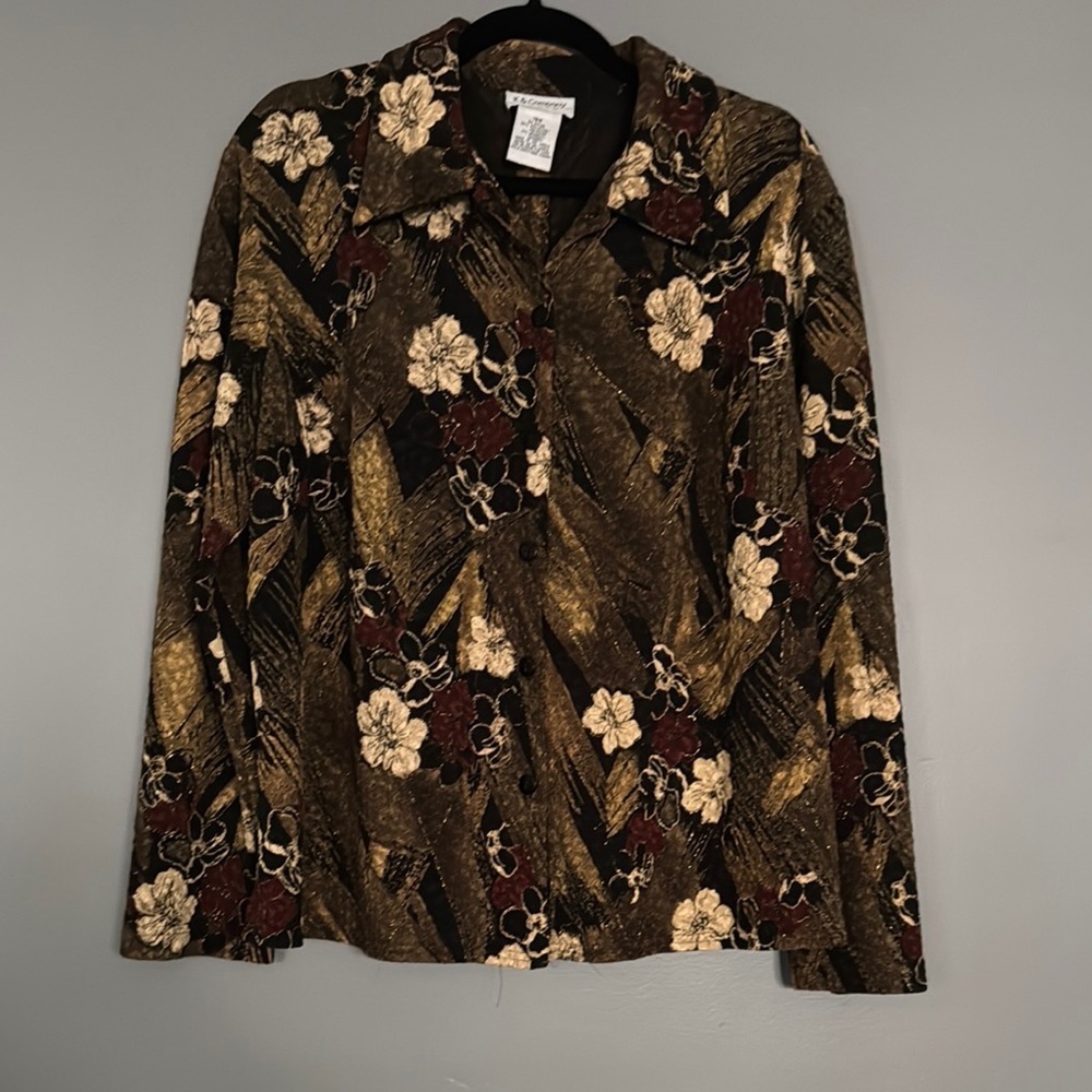 Sag Harbor Brown and‎ Cream Floral Blazer
